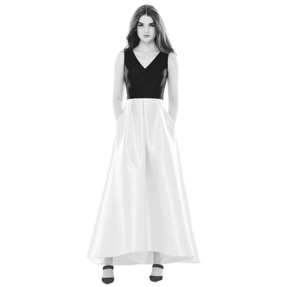 Alfred Sung Contrast Sleeveless Sateen Dress